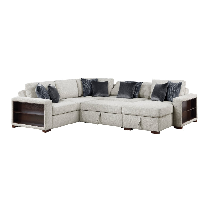8548GY*5SC15ACLA2 4-Piece Sectional with Reversible Chaise, Pull-out Bed, Hidden Storage and Click Motion Back - 8548GY*5SC15ACLA2