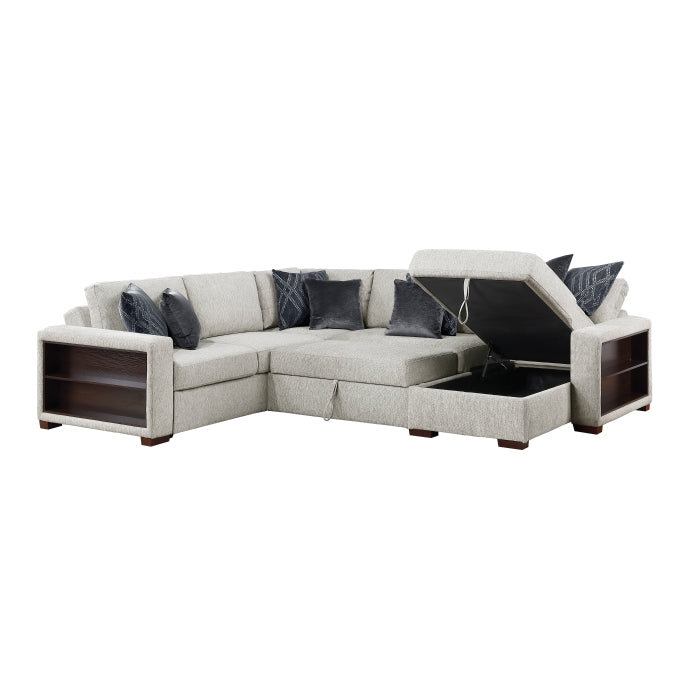 8548GY*5SC15ACLA2 4-Piece Sectional with Reversible Chaise, Pull-out Bed, Hidden Storage and Click Motion Back - 8548GY*5SC15ACLA2