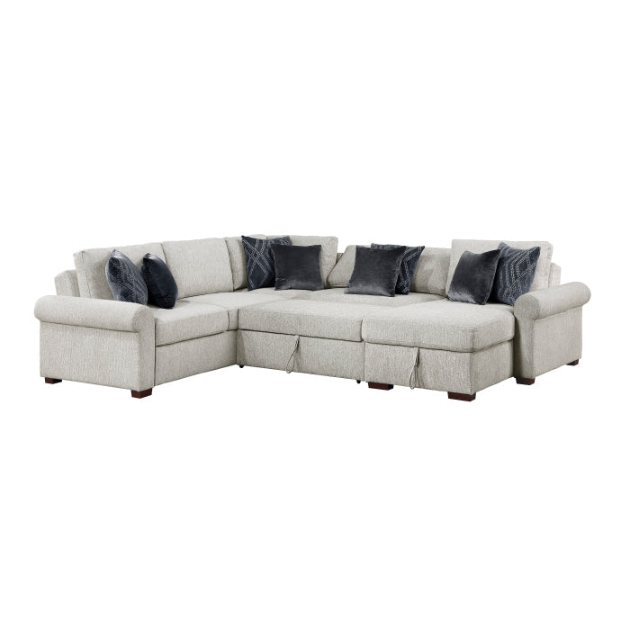 8548GY*5SC15ACLA4 4-Piece Sectional with Reversible Chaise, Pull-out Bed, Hidden Storage and Click Motion Back - 8548GY*5SC15ACLA4