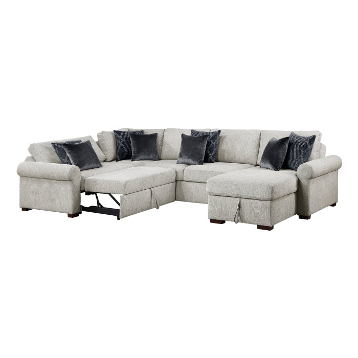 8548GY*5SC15ACLA4 4-Piece Sectional with Reversible Chaise, Pull-out Bed, Hidden Storage and Click Motion Back - 8548GY*5SC15ACLA4