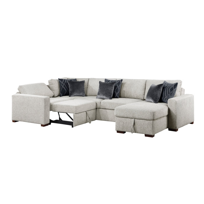 8548GY*5SCACCLA (5)4-Piece Sectional with Reversible Chaise, Pull-out Bed, Hidden Storage and Click Motion Back - 8548GY*5SCACCLA