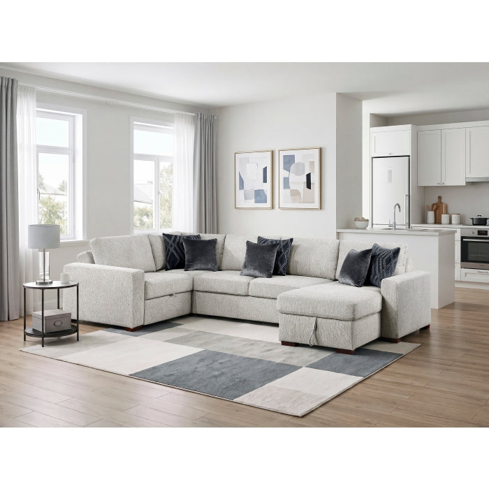 8548GY*5SCACCLA (5)4-Piece Sectional with Reversible Chaise, Pull-out Bed, Hidden Storage and Click Motion Back - 8548GY*5SCACCLA