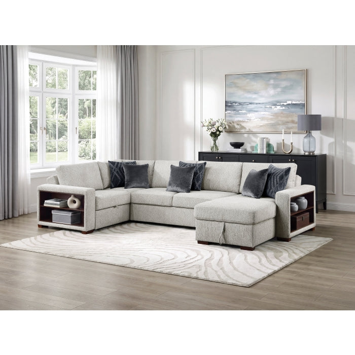 8548GY*5SCACCLA2 (5)4-Piece Sectional with Reversible Chaise, Pull-out Bed, Hidden Storage and Click Motion Back - 8548GY*5SCACCLA2