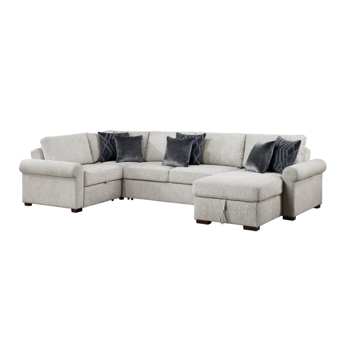8548GY*5SCACCLA4 (5)4-Piece Sectional with Reversible Chaise, Pull-out Bed, Hidden Storage and Click Motion Back - 8548GY*5SCACCLA4