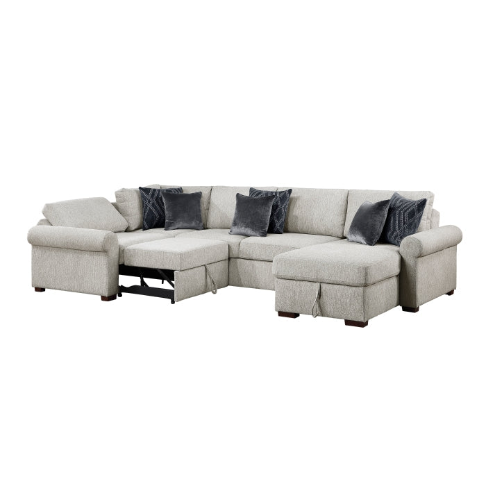 8548GY*5SCACCLA4 (5)4-Piece Sectional with Reversible Chaise, Pull-out Bed, Hidden Storage and Click Motion Back - 8548GY*5SCACCLA4