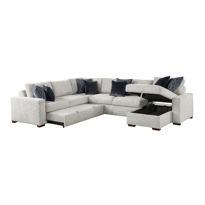 8548GY*5VC2ACR2ACLA 4-Piece Sectional with Reversible Chaise, Pull-out Bed and Hidden Storage - 8548GY*5VC2ACR2ACLA