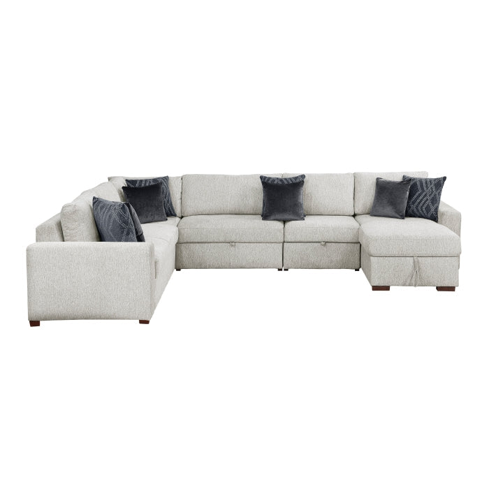 8548GY*6SC15ACLA 5-Piece Sectional with Reversible Chaise, Pull-out Bed, Hidden Storage and Click Motion Back - 8548GY*6SC15ACLA