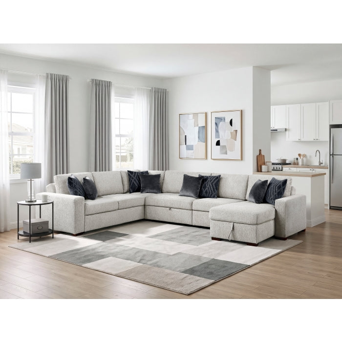 8548GY*6SC15ACLA 5-Piece Sectional with Reversible Chaise, Pull-out Bed, Hidden Storage and Click Motion Back - 8548GY*6SC15ACLA