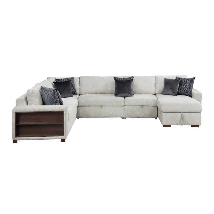 8548GY*6SC15ACLA2 5-Piece Sectional with Reversible Chaise, Pull-out Bed, Hidden Storage and Click Motion Back - 8548GY*6SC15ACLA2