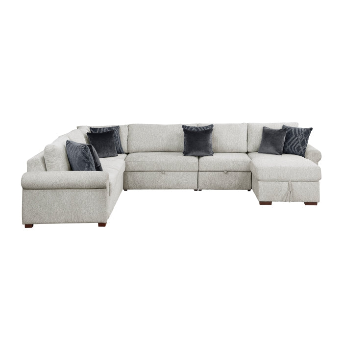 8548GY*6SC15ACLA4 5-Piece Sectional with Reversible Chaise, Pull-out Bed, Hidden Storage and Click Motion Back - 8548GY*6SC15ACLA4