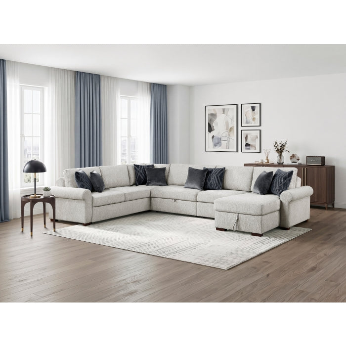 8548GY*6SC15ACLA4 5-Piece Sectional with Reversible Chaise, Pull-out Bed, Hidden Storage and Click Motion Back - 8548GY*6SC15ACLA4