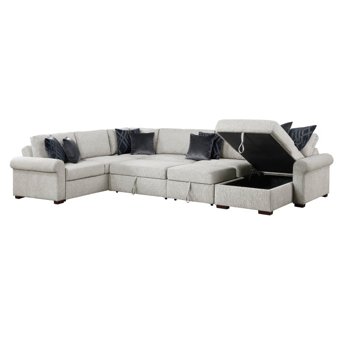 8548GY*6SC15ACLA4 5-Piece Sectional with Reversible Chaise, Pull-out Bed, Hidden Storage and Click Motion Back - 8548GY*6SC15ACLA4