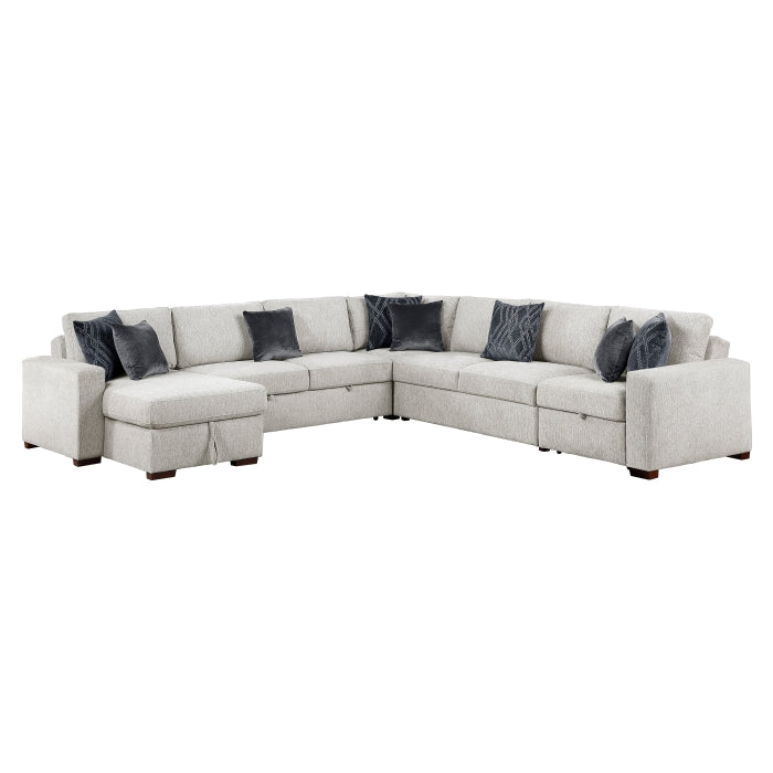 8548GY*6SCACCLA 5-Piece Sectional with Reversible Chaise, Pull-out Bed, Hidden Storage and Click Motion Back - 8548GY*6SCACCLA