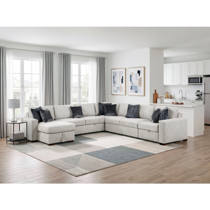 8548GY*6SCACCLA 5-Piece Sectional with Reversible Chaise, Pull-out Bed, Hidden Storage and Click Motion Back - 8548GY*6SCACCLA