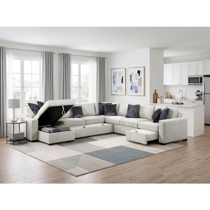 8548GY*6SCACCLA 5-Piece Sectional with Reversible Chaise, Pull-out Bed, Hidden Storage and Click Motion Back - 8548GY*6SCACCLA
