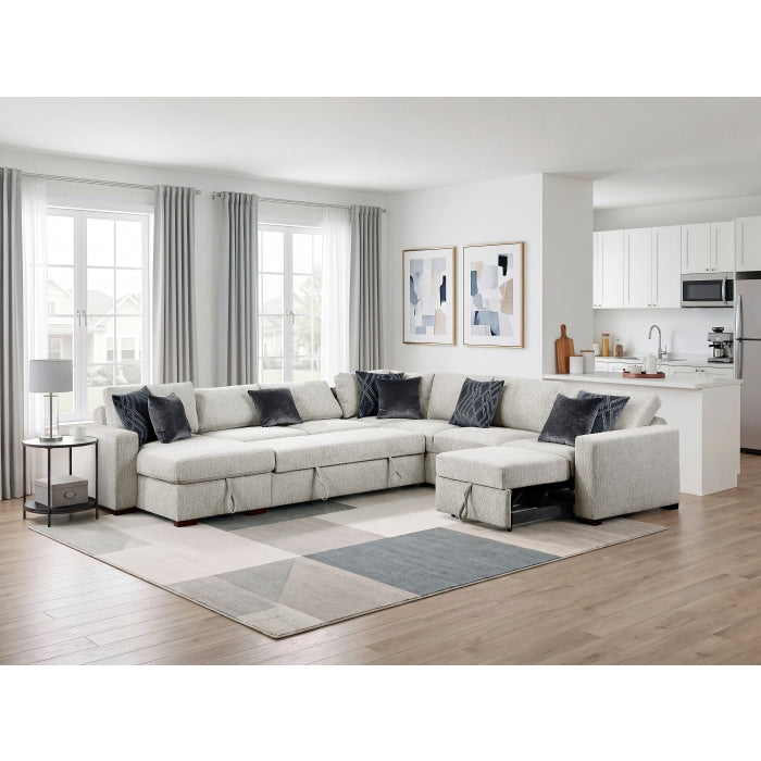 8548GY*6SCACCLA 5-Piece Sectional with Reversible Chaise, Pull-out Bed, Hidden Storage and Click Motion Back - 8548GY*6SCACCLA
