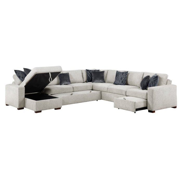 8548GY*6SCACCLA 5-Piece Sectional with Reversible Chaise, Pull-out Bed, Hidden Storage and Click Motion Back - 8548GY*6SCACCLA