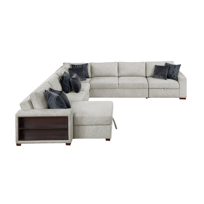 8548GY*6SCACCLA2 5-Piece Sectional with Reversible Chaise, Pull-out Bed, Hidden Storage and Click Motion Back - 8548GY*6SCACCLA2
