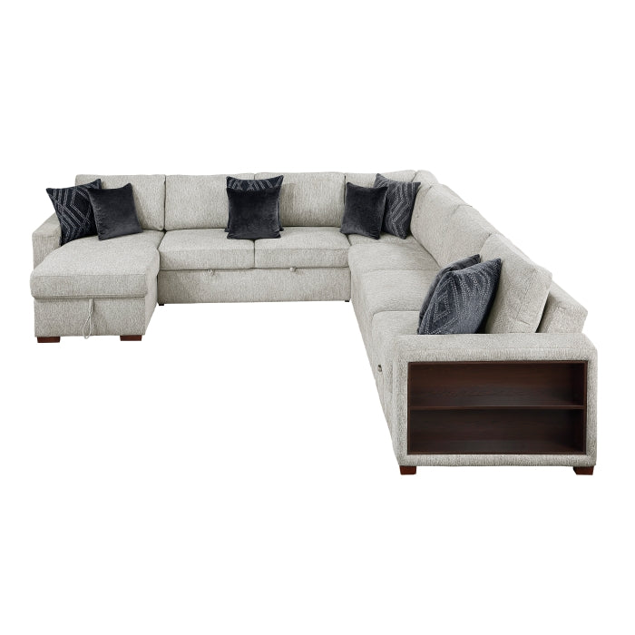 8548GY*6SCACCLA2 5-Piece Sectional with Reversible Chaise, Pull-out Bed, Hidden Storage and Click Motion Back - 8548GY*6SCACCLA2