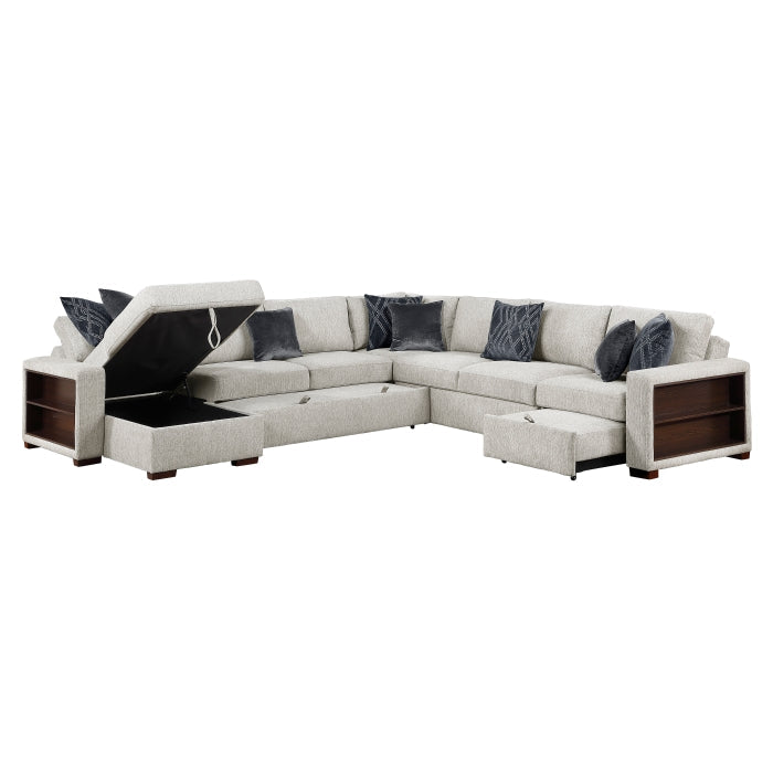 8548GY*6SCACCLA2 5-Piece Sectional with Reversible Chaise, Pull-out Bed, Hidden Storage and Click Motion Back - 8548GY*6SCACCLA2
