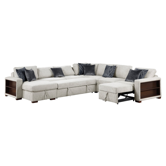 8548GY*6SCACCLA2 5-Piece Sectional with Reversible Chaise, Pull-out Bed, Hidden Storage and Click Motion Back - 8548GY*6SCACCLA2