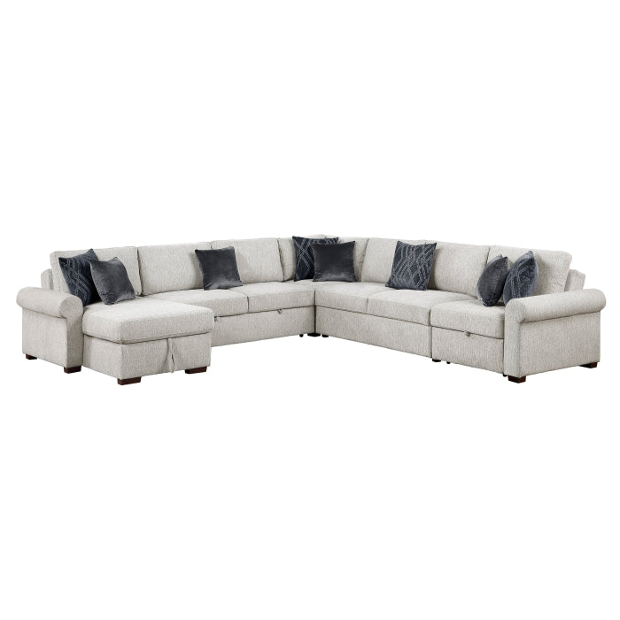 8548GY*6SCACCLA4 5-Piece Sectional with Reversible Chaise, Pull-out Bed, Hidden Storage and Click Motion Back - 8548GY*6SCACCLA4
