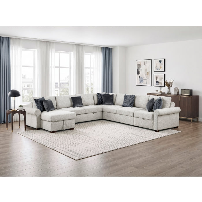 8548GY*6SCACCLA4 5-Piece Sectional with Reversible Chaise, Pull-out Bed, Hidden Storage and Click Motion Back - 8548GY*6SCACCLA4