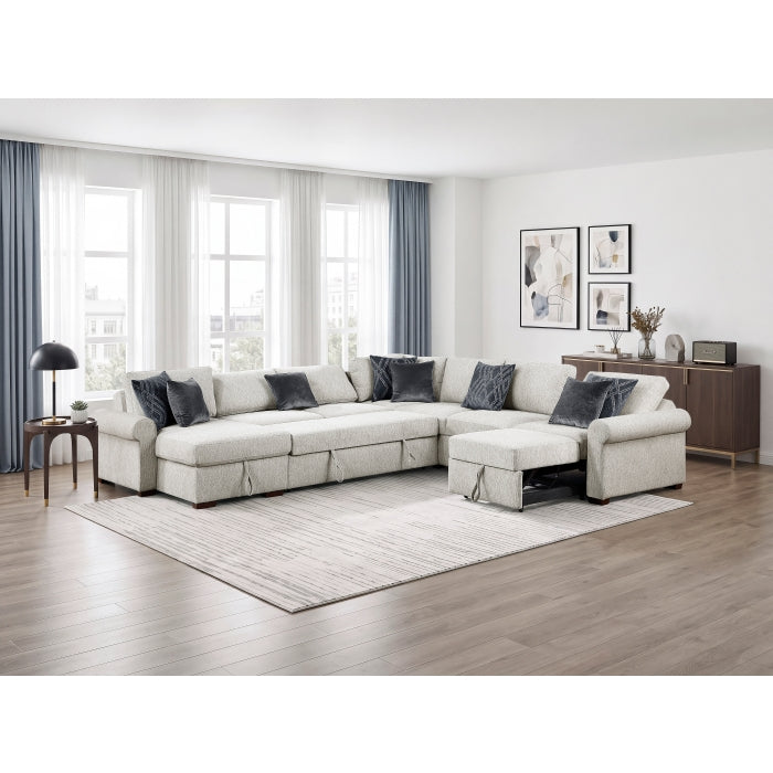 8548GY*6SCACCLA4 5-Piece Sectional with Reversible Chaise, Pull-out Bed, Hidden Storage and Click Motion Back - 8548GY*6SCACCLA4