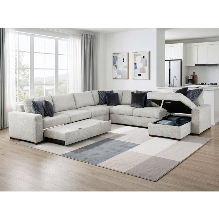 8548GY*6VC2ACR2ACLACA (6)5-Piece Sectional with Reversible Chaise, Pull-out Bed and Hidden Storage - 8548GY*6VC2ACR2ACLACA
