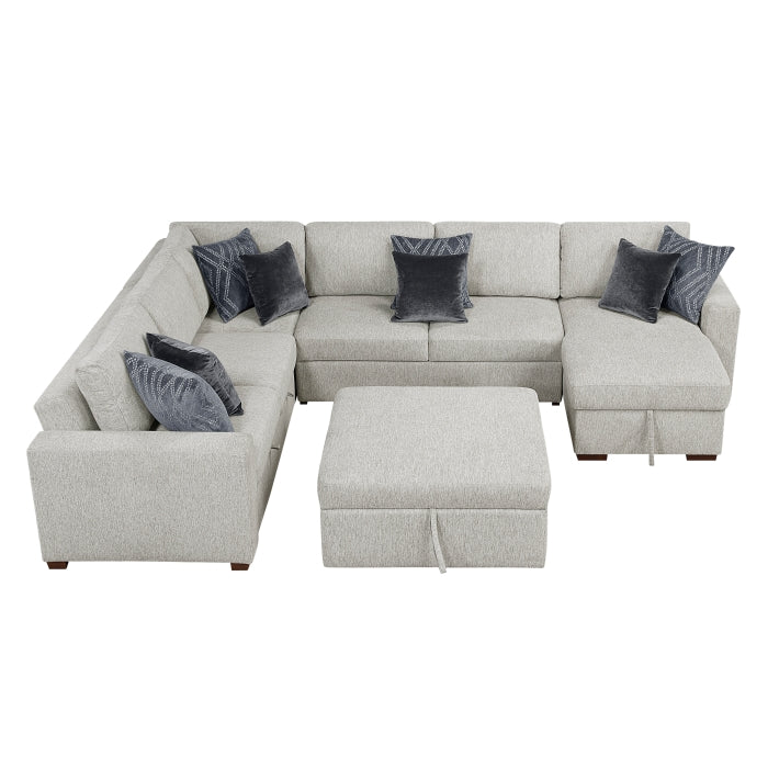 8548GY*6VC2ACR2ACLAOT 5-Piece Sectional with Reversible Chaise, Pull-out Bed and Ottoman - 8548GY*6VC2ACR2ACLAOT
