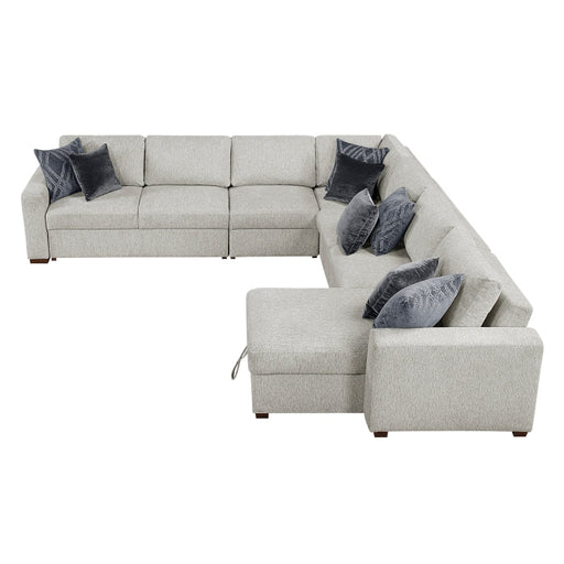 8548GY*6VCCR22AACA (6)5-Piece Sectional with Convertible and Reversible Chaise,  Hidden Storage, Click Motion Back - 8548GY*6VCCR22AACA