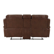 8549BRW-2 Double Glider Reclining Love Seat with Center Console, Receptacles and USB Ports - 8549BRW-2