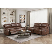 8549BRW-2 Double Glider Reclining Love Seat with Center Console, Receptacles and USB Ports - 8549BRW-2