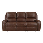 8549BRW-3 Double Reclining Sofa with Center Drop-Down Cup Holders, Receptacles and USB Ports - 8549BRW-3