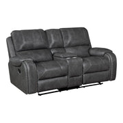 8549GRY-2 Double Glider Reclining Love Seat with Center Console, Receptacles and USB Ports - 8549GRY-2