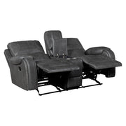 8549GRY-2 Double Glider Reclining Love Seat with Center Console, Receptacles and USB Ports - 8549GRY-2