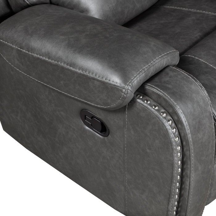 8549GRY-2 Double Glider Reclining Love Seat with Center Console, Receptacles and USB Ports - 8549GRY-2
