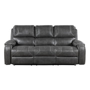 8549GRY-3 Double Reclining Sofa with Center Drop-Down Cup Holders, Receptacles and USB Ports - 8549GRY-3