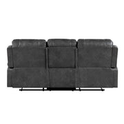 8549GRY-3 Double Reclining Sofa with Center Drop-Down Cup Holders, Receptacles and USB Ports - 8549GRY-3