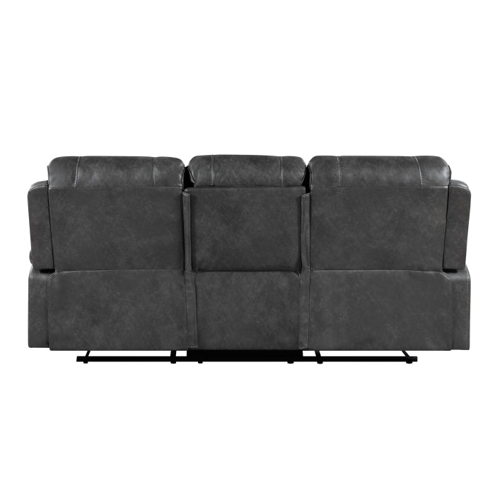 8549GRY-3 Double Reclining Sofa with Center Drop-Down Cup Holders, Receptacles and USB Ports - 8549GRY-3