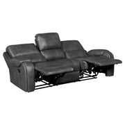 8549GRY-3 Double Reclining Sofa with Center Drop-Down Cup Holders, Receptacles and USB Ports - 8549GRY-3