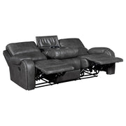 8549GRY-3 Double Reclining Sofa with Center Drop-Down Cup Holders, Receptacles and USB Ports - 8549GRY-3