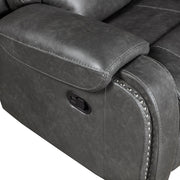 8549GRY-3 Double Reclining Sofa with Center Drop-Down Cup Holders, Receptacles and USB Ports - 8549GRY-3