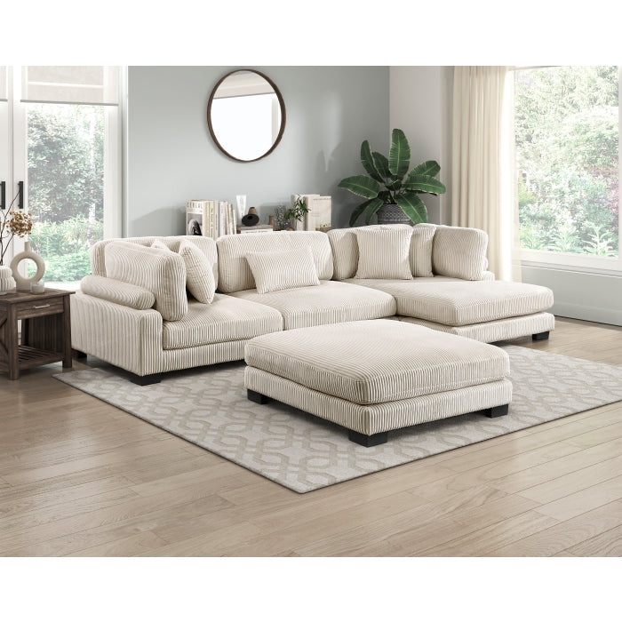8555BE*CRACVCOT (4)4-Piece Modular Sectional with Reversible Chaise and Ottoman - 8555BE*CRACVCOT