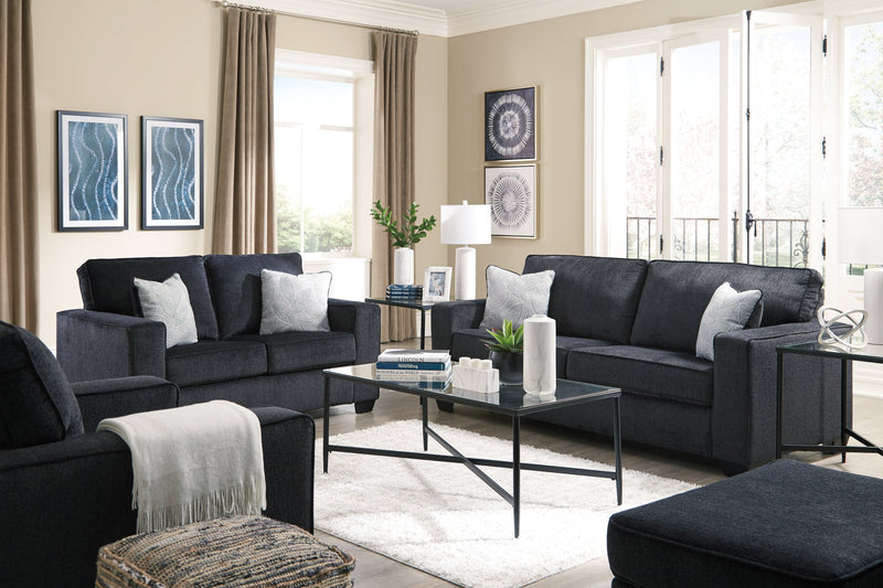 Altari Sofa, Loveseat, Chair and Ottoman in Slate from Ashley - Lara Furniture