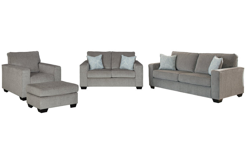 Altari Alloy Sofa, Loveseat, Chair and Ottoman -  Ashley - Lara Furniture