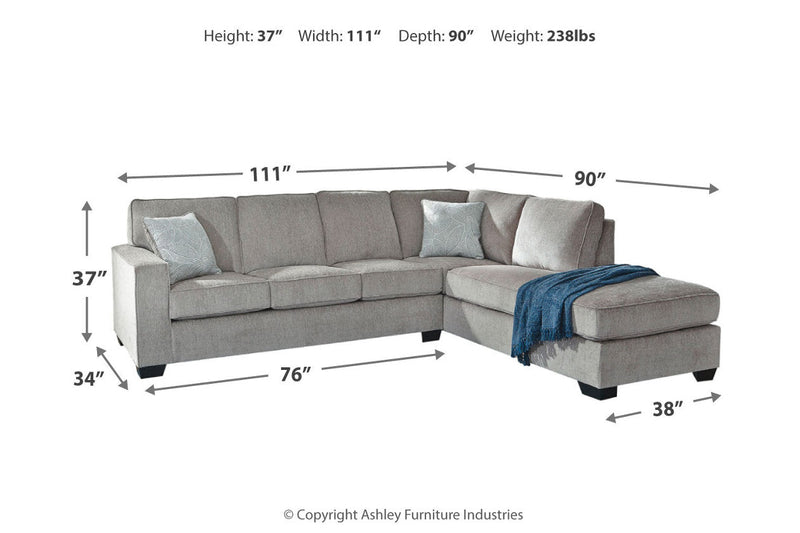 Altari Alloy 2-Piece Sleeper Sectional, Loveseat and Ottoman -  Ashley - Lara Furniture
