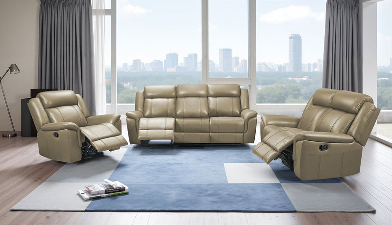9015 Taupe W/ Manual Recliner Set - p14094