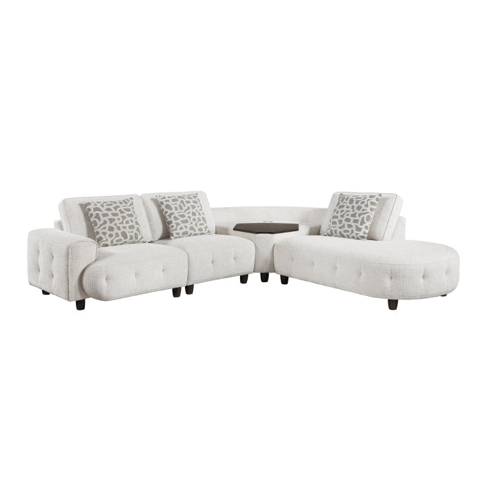 9025BEG*41LRC (4)4-Piece Sectional with Right Side Chaise, Hidden Storage, Lift Top, Receptacle and Charging Ports - 9025BEG*41LRC