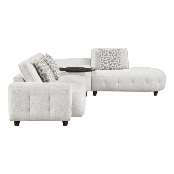 9025BEG*41LRC (4)4-Piece Sectional with Right Side Chaise, Hidden Storage, Lift Top, Receptacle and Charging Ports - 9025BEG*41LRC